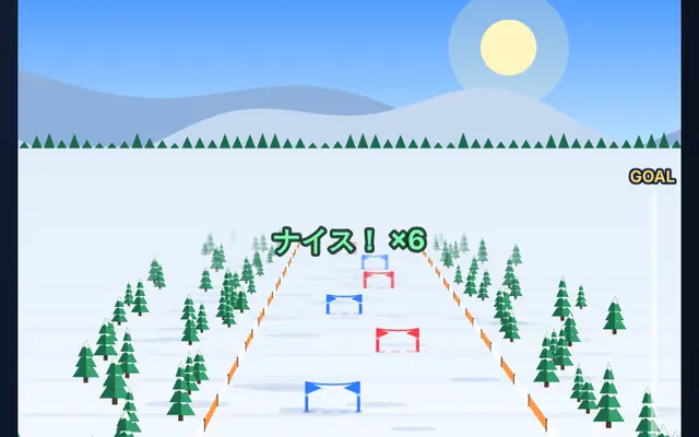 雪山スキー大回転 のプレイ画面